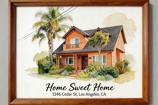 Watercolor house portrait