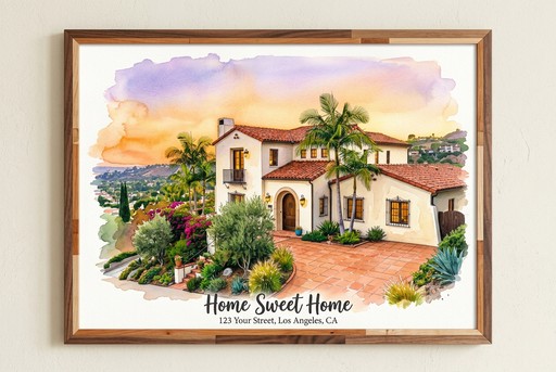 Watercolor house portrait