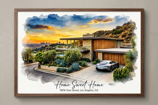 Watercolor house portrait