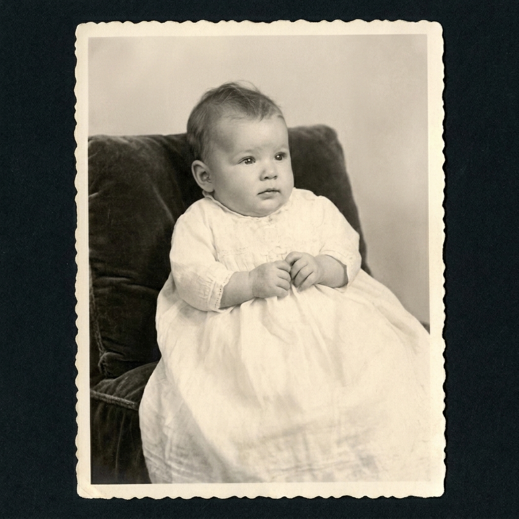 Restored antique baby photograph