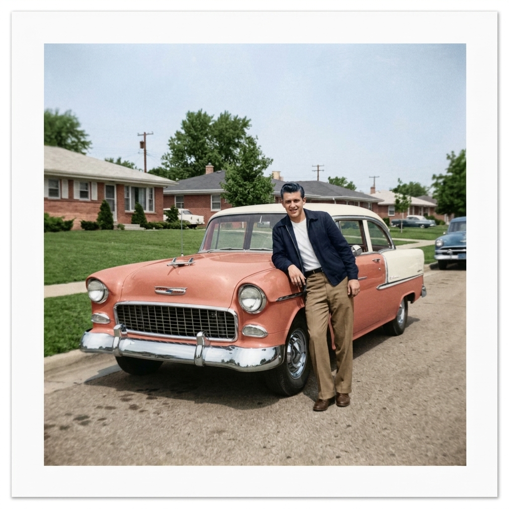 Restored classic car photograph