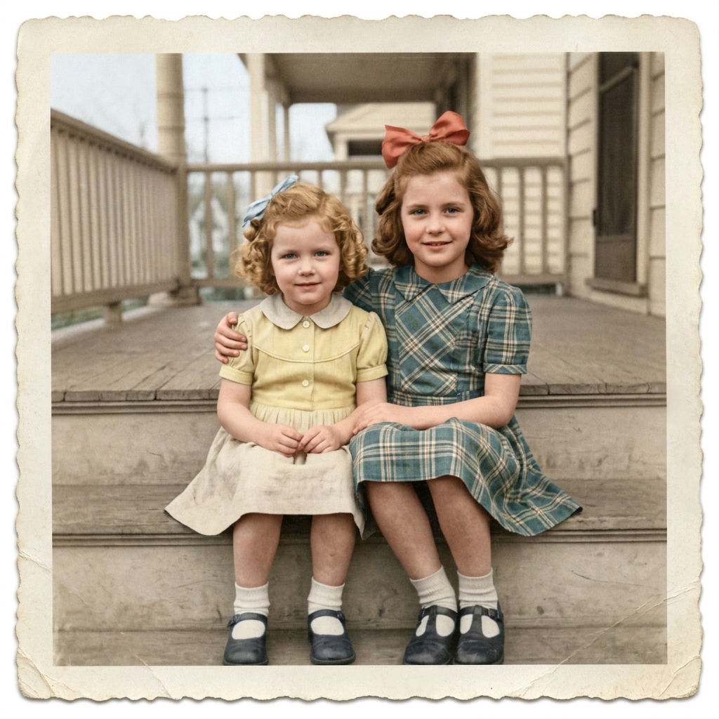 Restored photograph of two sisters